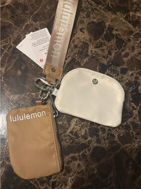 lululemon athletica tan and cream key pouch set